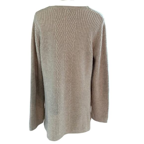 J Jill Beige Ribbed Knit Sweater Women Small V Neck Wool Blend Neutral Fall Chic - Picture 2 of 7